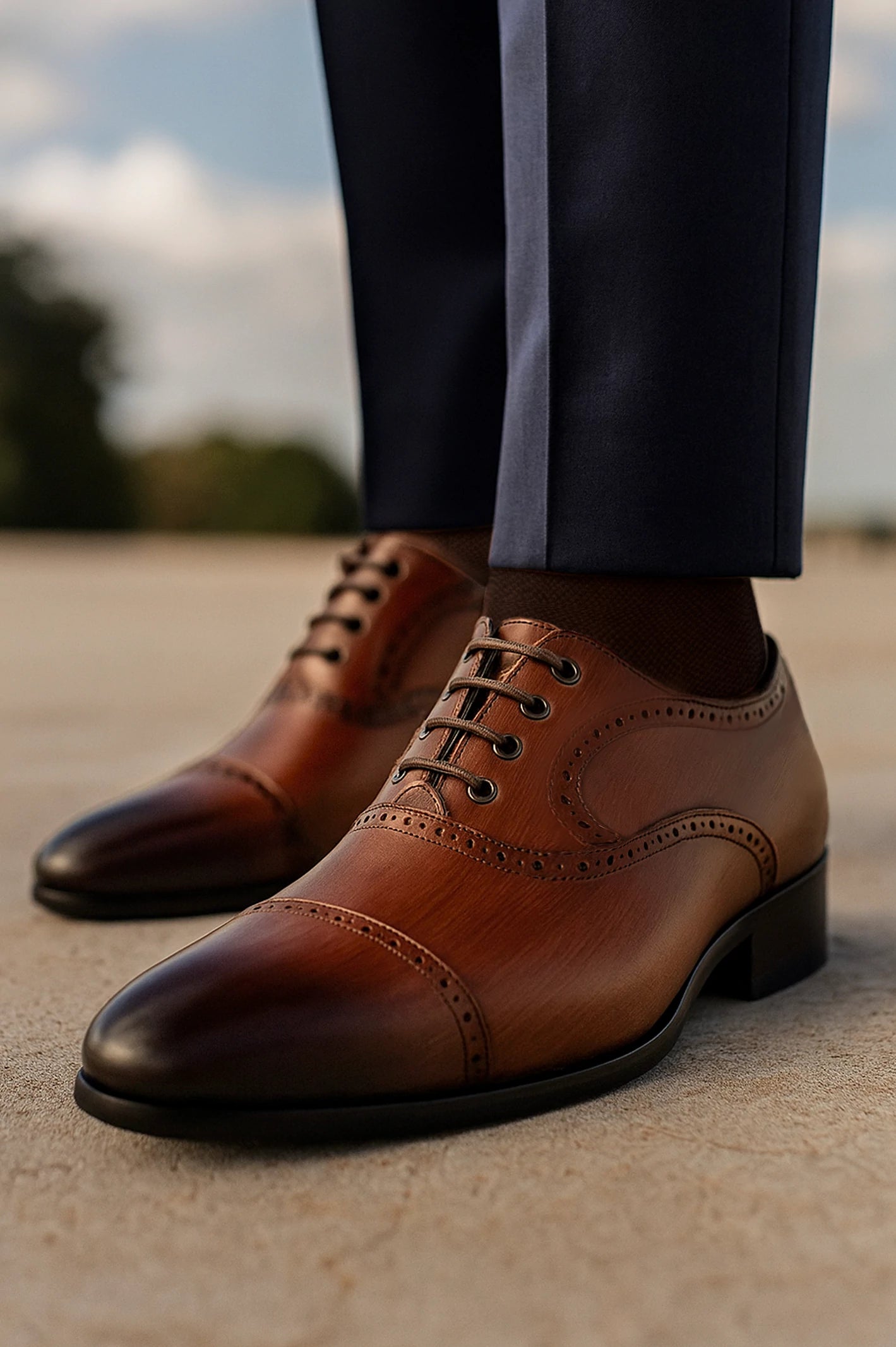 Coffee Men Formal Derby Lace Shoes